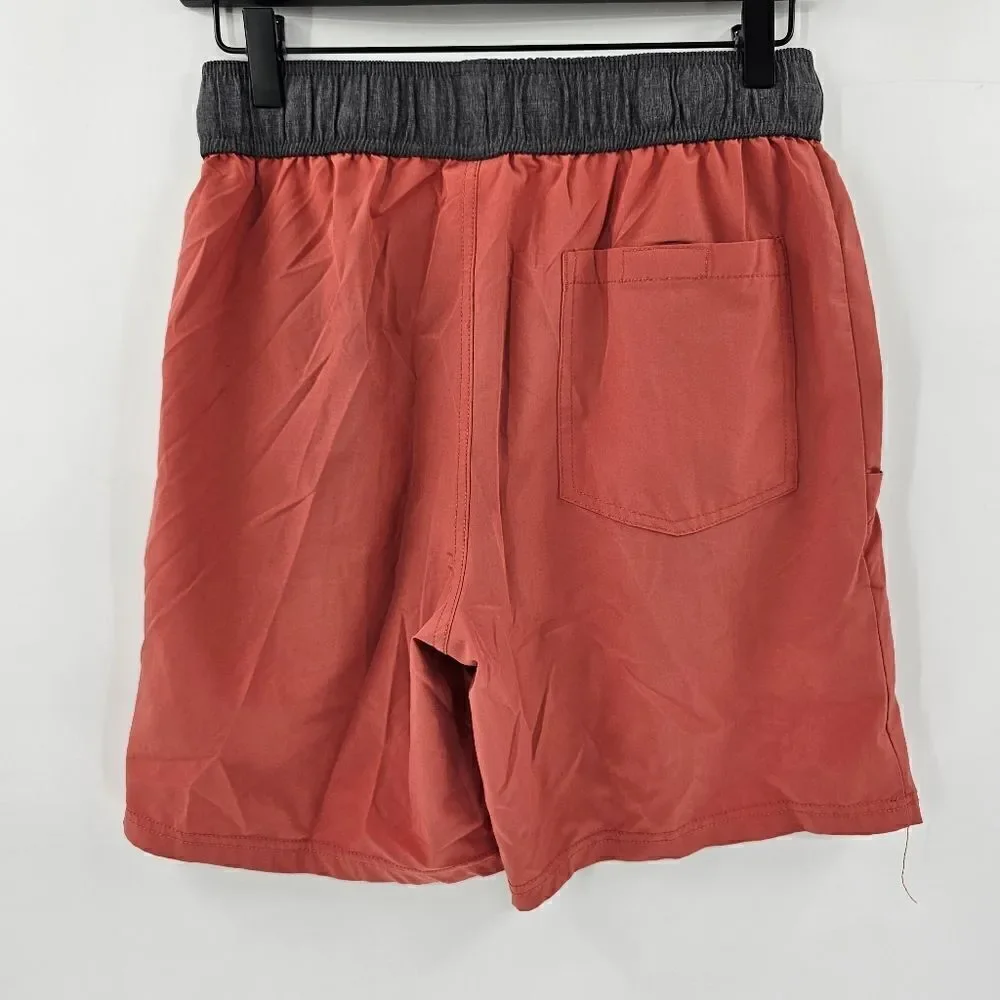 Balance collection mens small shorts coral pink orange workout gym swim